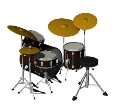 simple designed fully equipped drumset 3d model .3dm format