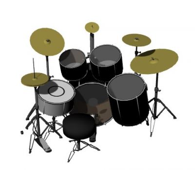 drum set with modern look and fully equipped 3d model .3dm format