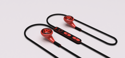 red earphones