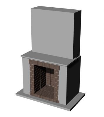 Moderately designed fire place 3d model .3dm format
