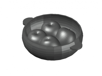 fruit bowl designed with a small basket 3d model .dwg format