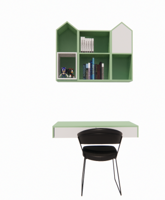  Desk and hanging display cabinet revit family