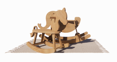 Wooden horse toy with carpet revit family