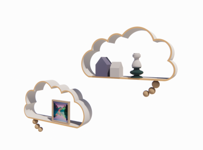  Wooden cloud wall shelf revit family