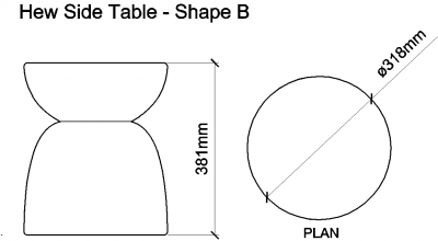 AutoCAD download Hew Side Table - Shape B DWG Drawing