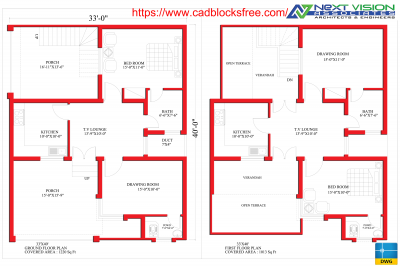 House Plan Floor Plan 33 X 40 5Marla or 6 Marla 