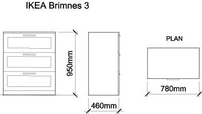 AutoCAD download IKEA Brimnes 3 DWG Drawing