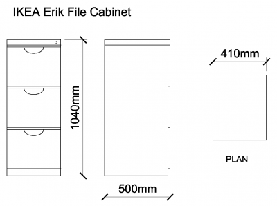 AutoCAD download IKEA Erik File Cabinet DWG Drawing