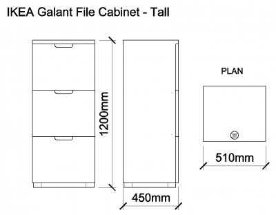 AutoCAD download IKEA Galant File Cabinet - Tall DWG Drawing