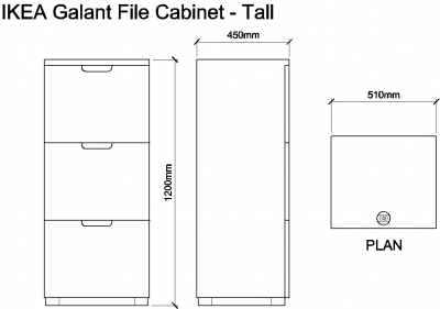 AutoCAD download IKEA Glant File Cabinet - Tall DWG Drawing