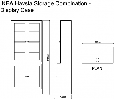 AutoCAD download IKEA Havsta Storage Combination - Display Cases DWG Drawing