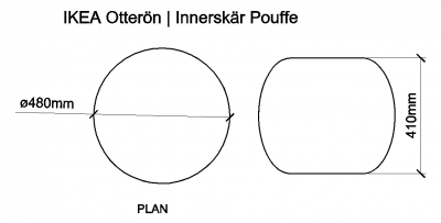 AutoCAD download IKEA Otteron - Innerskar Pouffe DWG Drawing