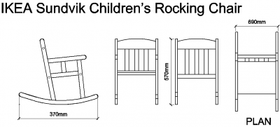 IKEA Sundvik Childrens Rocking Chair DWG Drawing