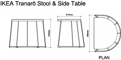 AutoCAD download IKEA Tranaro Stool & Side Table DWG Drawing