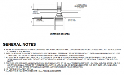 AutoCAD download Interior Column Details and General Notes DWG Drawing