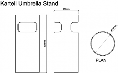 AutoCAD download Kartell Umbrella Stand DWG Drawing