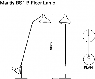 AutoCAD download Mantis BS1 B Floor Lamp DWG Drawing