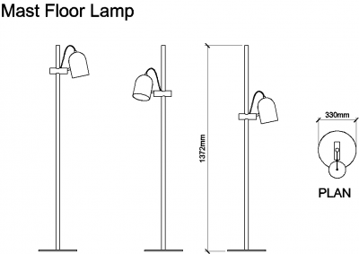AutoCAD download Mast Floor Lamp DWG Drawing
