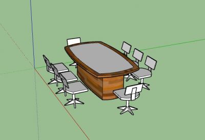 wooden designed meeting tale with sitting 3d model .skp format