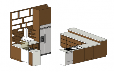 Middle Size Kitchen with hood revit family