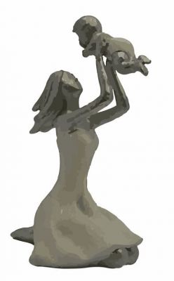 Mutter und Baby Skulptur Dwg Zeichnung