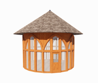 Circle single bungalow house sketchup model