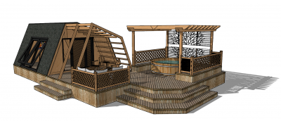 Bungalow with Jacuzzi sketchup model