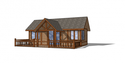 Wooden town house sketchup model