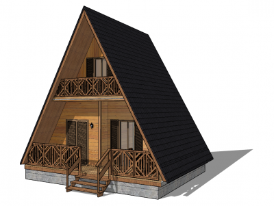 Bungalow with center entrance sketchup model