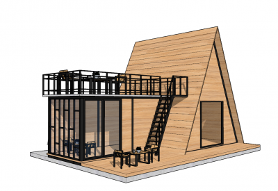 Bungalow with bar sketchup model