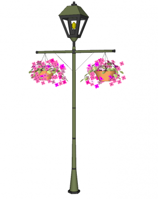 Outdoor light with hanging flower vase sketchup
