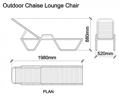 AutoCAD download Outdoor Chaise Lounge Chair DWG Drawing