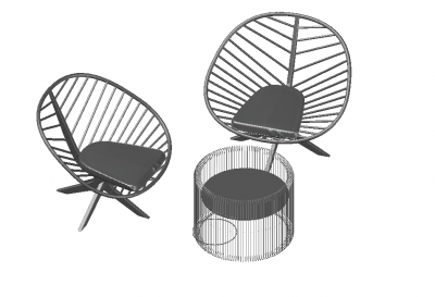 Modern designed outdoor pit chat chair set 3d model .dwg format 