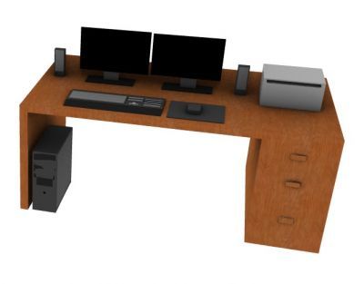 Modern designed pair of computer placed on a desk 3d model.3dm format