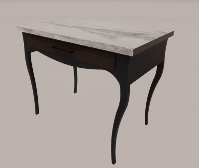 Blue wooden makeup table with stone table top revit family