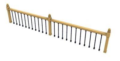 modern wooden handrill railing 3d model .3dm format