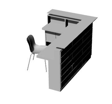 Simple designed L shaped reception desk 3d model .3dm format