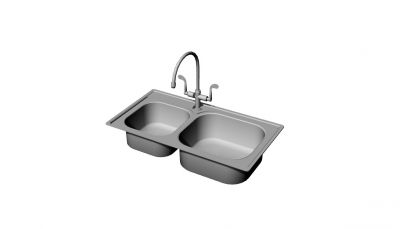small scaled stainless steel restaurant kitchen sink 3d model .3dm format