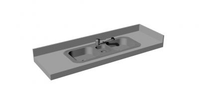 small scaled stainless steel restaurant kitchen sink 3d model .3dm format