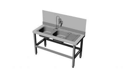 restaurant kitchen sink with a modern look 3d model .3dm format