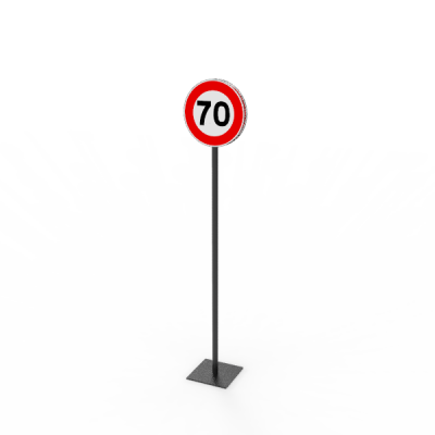 Road Signs 70 m max speed obj model & Sldprt model