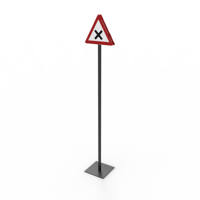 X warning road sign  sldprt model