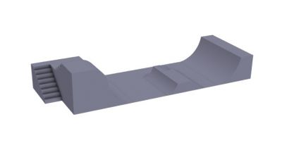 Elevated three ramps of skater's arena 3d model .3dm format