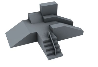 Skater' ring with two ramps 3d model.3dm format