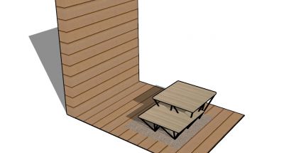 Modern wooden designed gazebo table top 3d model .skp format