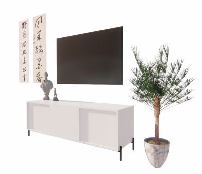 Decorative TV cabinet with chinese word picture revit family