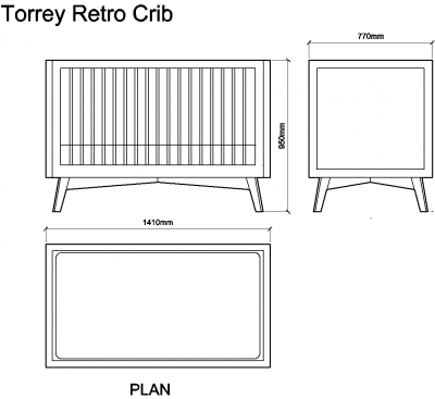 AutoCAD download Torrey Retro Crib DWG Drawing