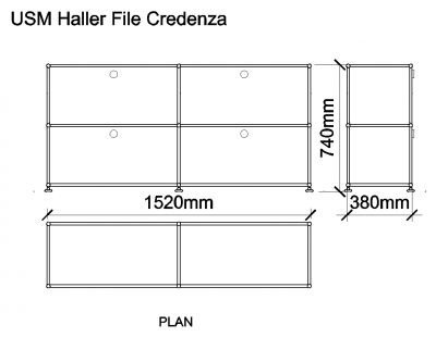 AutoCAD download USM Haller File Credenza DWG Drawing
