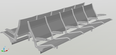 3d waiting area benches Model DWG