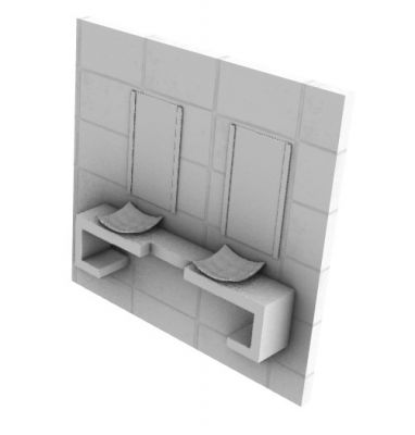 Kitchen basin design with two detached sink 3d model .3dm format